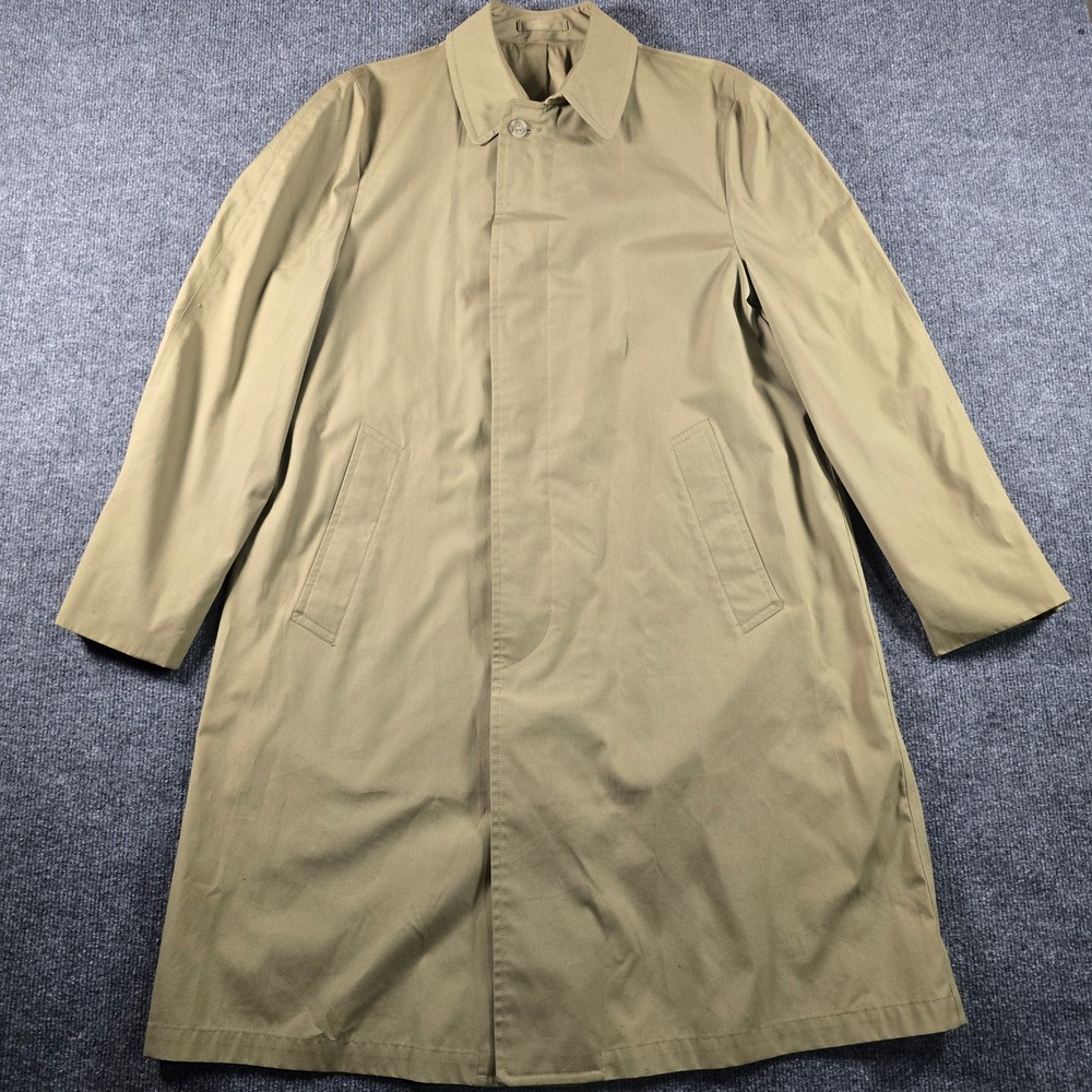 Vintage London Fog Maincoats Khaki Trench Coat Mens 38 Reg Calibre Cloth Tan